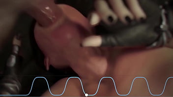 Big ebony cock gets stuffed into wet futanari pussy