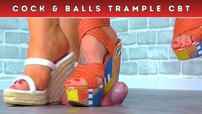 Goddess Amber & Miss Lucy - Trampling Your Face, Cock & Balls In Our Vacation Wedges (180) - Double Feeture: Gag & Glans Cam - Trample Trampling CBT Ballbusting Crush Platform Wedge Shoe Fetish