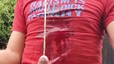 Edging with full bladder ends with double precum and huge piss on myself