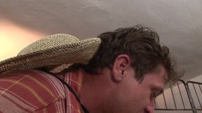 Redhead whore with big tits gets fucked by a cowboy like old times in a barn