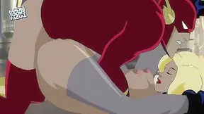 Flash Pleasured by Busty Villainess with Blowjob Titty Fuck Action