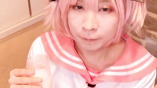 Astolfo Gokkun messy milk while in warmth erotic Asian cosplayer FGO