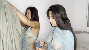 Sexy Threesome with Horny Dancers Andrea Lux and Nuria Millan That Wants to Taste Their Manager's Big Cock
