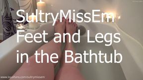 Feet legs in bathtub