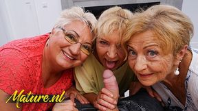 Four Sex-Crazed Grandmas Ravaging This Insatiable D***