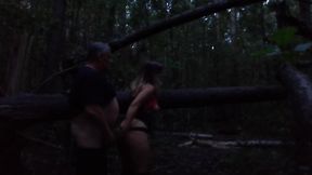 Oral sex outdoor in dark forest