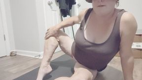 Working out on yoga mat