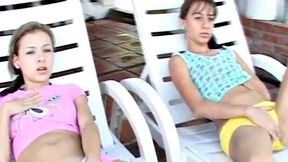 Pussy teasing teen plays with babe