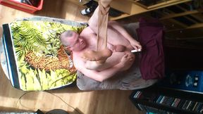 Nylonjunge in Pantyhose Is Horny on Facial Cumshot