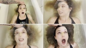 The guy POV holds Milana underwater