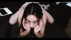 Girl plays with her pussy while hunk watches