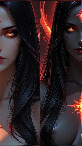 Shadow Assassin Warrior Woman with Jet Black Hair and Amber Eyes Dark Fantasy Portrait Ai Art Slideshow