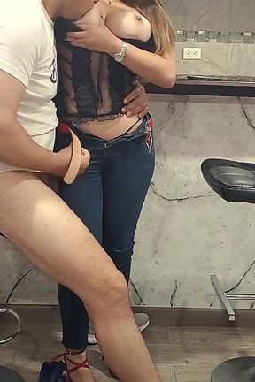 Hot Latina MILF Neighbor Lets the TV Technician Fuck Her in the Living Room and Creampie Her