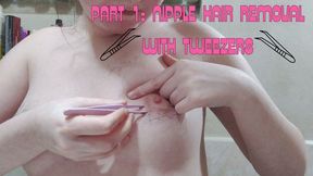 The hairiest nipples you'll ever see on a woman being waxed. Part 1