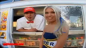 icecream truck cheerleader and share cock and cream and pussy