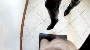 POV Teasing with boots and leather