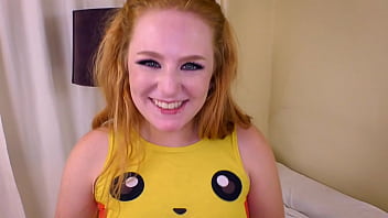 LUCY FOXX Cute 19 YO Redhead Cum Swallow POV Blowjob