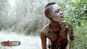 petite tribal babe bianka blacka banging white cock in the woods