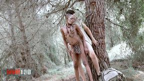 petite tribal babe bianka blacka banging white cock in the woods