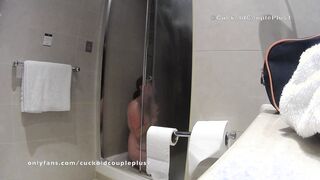 Interracial Shower Sex on Date Night. Real Cuckolding.