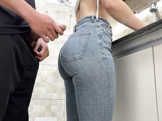 Cumming in my Maid's Jeans during the time that this babe Washes Dishes in the Kitchen (FREE USE)