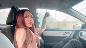 Milf with Big Boobs Smokes in Car &mdash;  Long Hair Fantasy