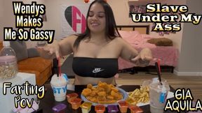 Eating WAYYY to MUCH Wendys! - While Farting on Slaves Face - Gia Aquila