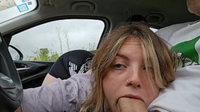 They find me BJing my stepbro in the car &mdash;  cum in mouth