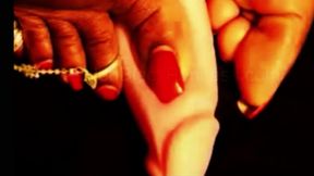 Foot masturbation tease