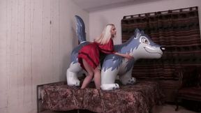 Little Red Riding Hood Deflates Inflatable Big Bad Wolf - HD 1080p mp4