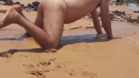 Ladysilva crossdresser showing off her hot ass on the beach in panties 001