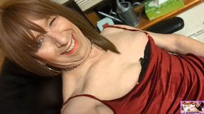 Elegant lady wanks her cock for you