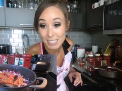 Shaved Asian milf squirting while masturbate on webcam