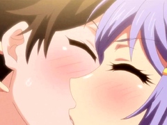 Hentai Busty Purple Hair Girl Seduces Boy for Wild Sex