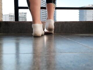Ribald socks fetish, foot scent fetish, sock scent fetish. Domme Nika puts her feet on the thrall