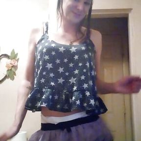 millie wets diaper with purple mini skirt and plays!