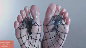 Oiled soles close up to your face