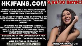 Hotkinkyjo in hot lingerie fuck her ass with white dildo from mrhankey &mdash;  anal fisting & prolapse