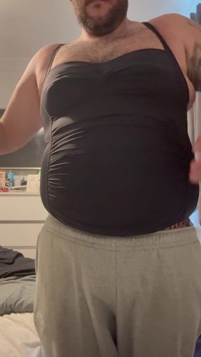 Under clothes crossdress with undercover bondage and nipple clamps