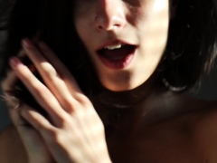 Brunette handjob amateur sensually jerks off her boyfriend