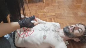 Waxed by the Witch - 1080p - Wax Play, Roleplay, Femdom, Boot Worship, Puppy Play