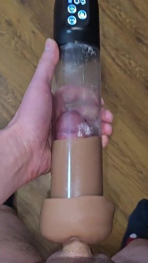 After Orgasm - Pumping My Cock in a Cum-filled Vacuum Pump