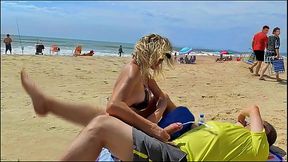 Stranded young lad gets his rocks off in public thanks to a busty milf