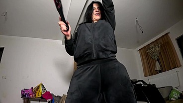Velvet Tracksuit Tease – Smoking, Big Tits & Black Thong Flash