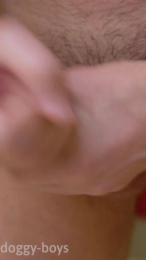 Randi Freja Stroking His Hard Twink Cock in the Kitchen