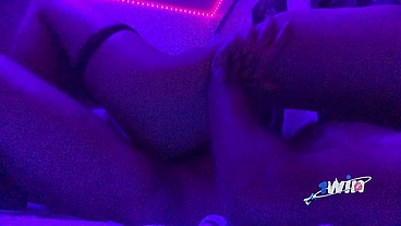 sensual sex with a thin slender girl under ultraviolet light