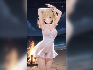 Campfire Gal by the Beach - Seductive Electric Guitar instrumental music movie for relaxing or background music