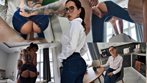 My Stepsister Was Going To An Interview, But I Tore Her Jeans And Ass!