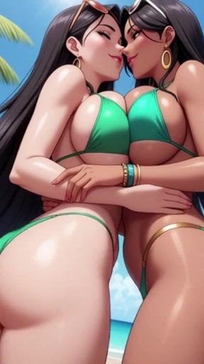 Desi aunty Indian dance on beach (AI animation)   Clip 1