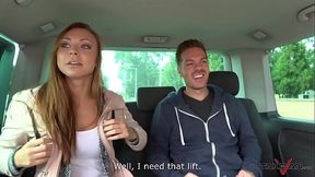 Busty Czech babe sucks and fucks in a car